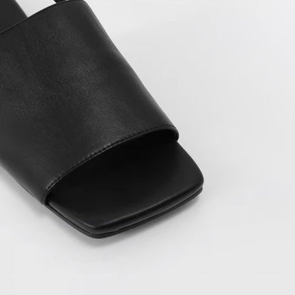 【シューズ】個性デザイン スクエアトゥ フラット バックストラップ サンダル レディース オープントゥ コンフォートスリッパ