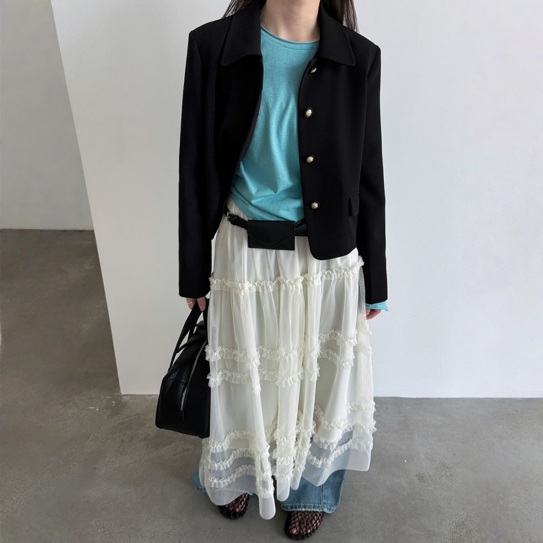 【アウター】韓国風 シャネル風 ジャケット+ プリーツスカート 2点上下セット 【JZシリーズ】