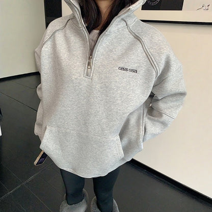 【トップス】ジップデザイン 春 秋 冬 フード付き パーカー 【FCシリーズ】