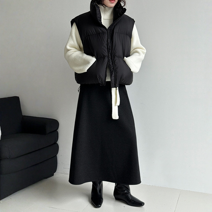 【ボトムス】落ち感 細見え ウール裏起毛  Aラインロング スカート 【JZシリーズ】