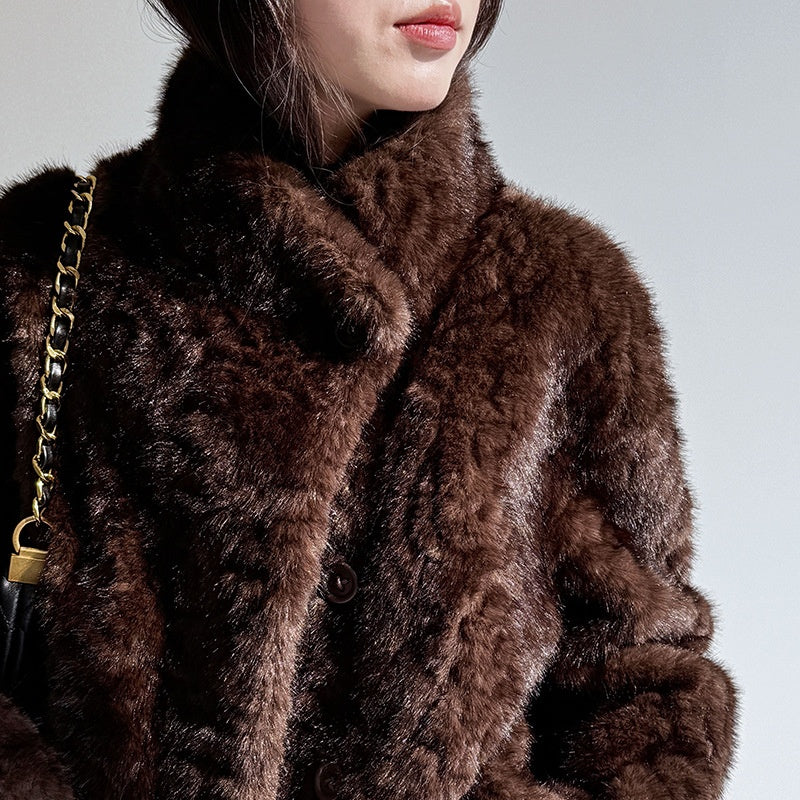 【アウター】フェイクファー レザー×ファー一体型 春 秋 冬 厚手 もこもこ コート 【JZシリーズ】