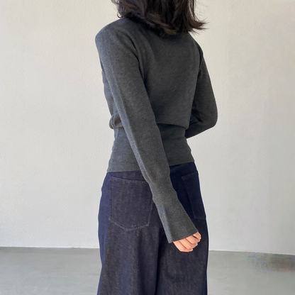 【トップス】ハイネック 春 秋 冬 ウエストマーク 着痩せ効果 ニット セーター 【JZシリーズ】