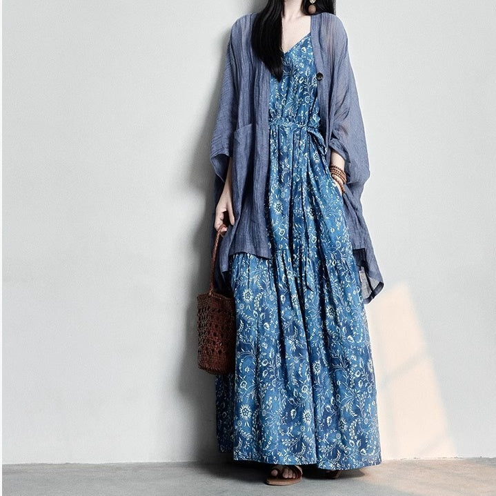 【ワンピース】アート風 コットン コットン キャミソール ノースリーブ ワンピース【SHシリーズ】