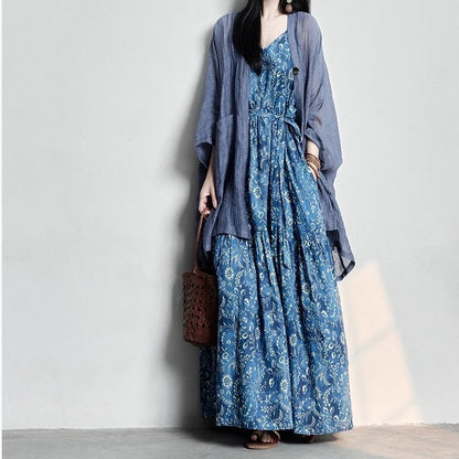 【ワンピース】アート風 コットン コットン キャミソール ノースリーブ ワンピース【SHシリーズ】