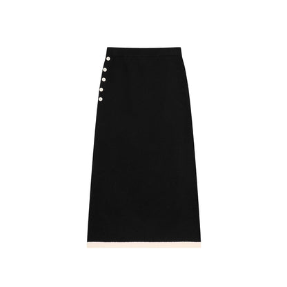 【単品注文】【セットアップ】不規則 配色切替 長袖ニット＋スカート 上下セット レディース 秋冬 韓国風 ゆったり ルーズ カジュアル【JZシリーズ】