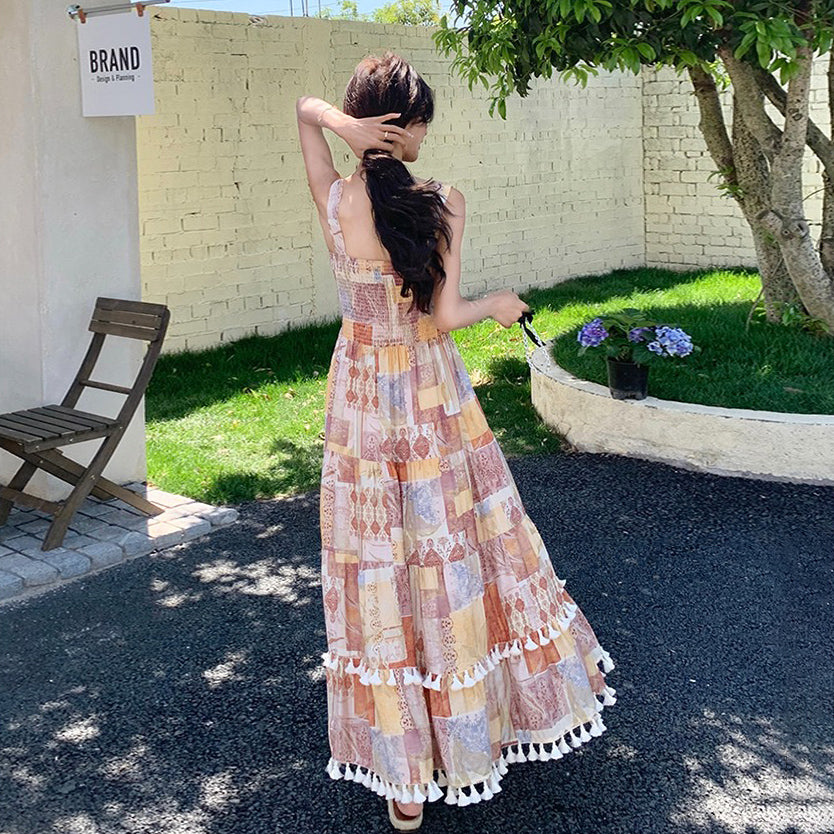 2点セット！【セットアップ】ヴィンテージエレガンス リゾート風 カーディガン＋ノースリーブワンピース セット【SHシリーズ】