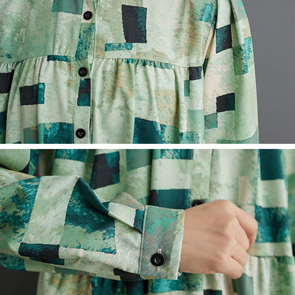 【ワンピース】大きいサイズ 春秋 ファッショナブル シフォン花柄 長袖ワンピース ゆったり 韓国風 ロング丈【SHシリーズ】