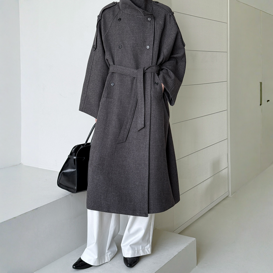 【アウター】春 秋 冬 立襟 ダブル 韓国風 トレンチコート 【SNシリーズ】