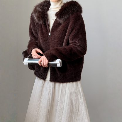 【アウター】春 秋 冬 フード ジップ カーディガン ゆったり 柔らかニット ジャケット 【JZシリーズ】