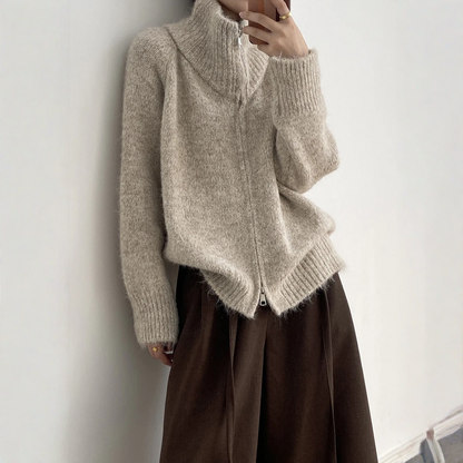 【トップス】春 秋 冬 もっちり ハイネック こなれ感 ジップ セーター 【SNシリーズ】