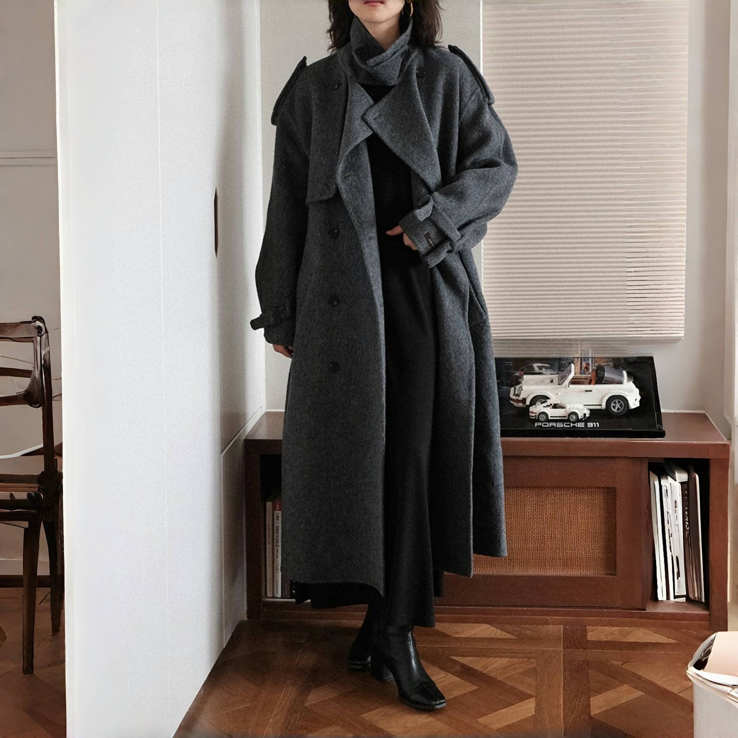 【ワンピース】春秋冬 合わせやすい シンプル ハイネック 長袖 ワンピース 【SNシリーズ】