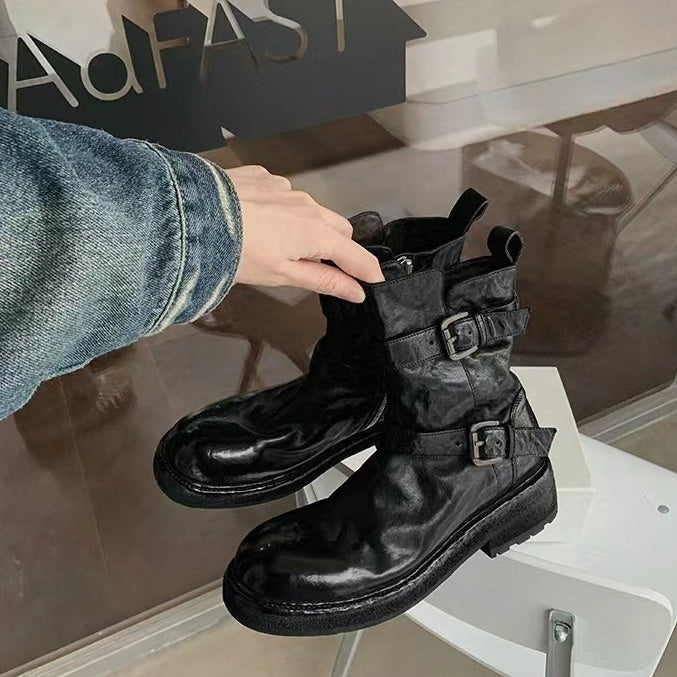 【シューズ】春秋冬 レトロ ヴィンテージ加工 ブーツ シューズ