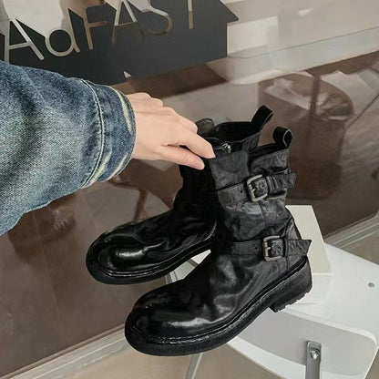 【シューズ】春秋冬 レトロ ヴィンテージ加工 ブーツ シューズ