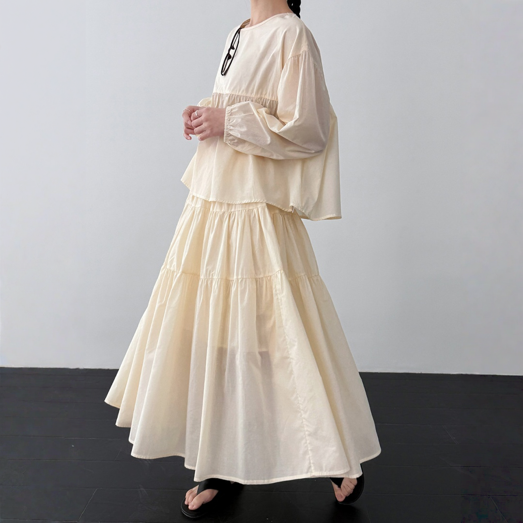 【セットアップ】スウィート ドール風ブラウス + フレアスカート 2点上下セット 【JZシリーズ】