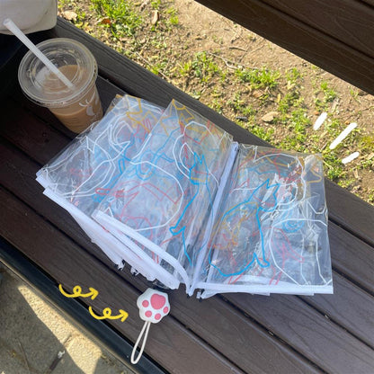 【グッズ】透明猫柄＆肉球プリント 癒し系かわいいキャラクター傘【SHシリーズ】