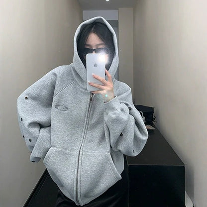 【アウター】春 秋 冬 袖スリット入り オーバーサイズ ヴィンテージ感  裏起毛 パーカー ジャケット 【FCシリーズ】