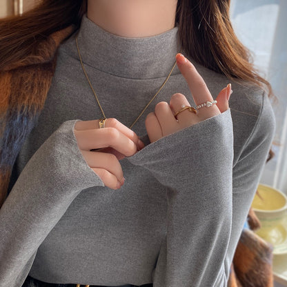 【トップス】🌈12色展開！ハーフタートルネックインナートップス 🏷️超万能 柔らかくて暖かい【JZシリーズ】