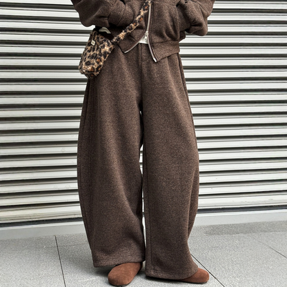 【セットアップ】【単品注文】ファー襟 スウェットアウター + カーブ ワイドパンツ 2点上下セット 【JZシリーズ】