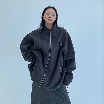 【アウター】春 秋 冬 フリース スタンドカラー オーバーシルエット ジャケット 【FCシリーズ】