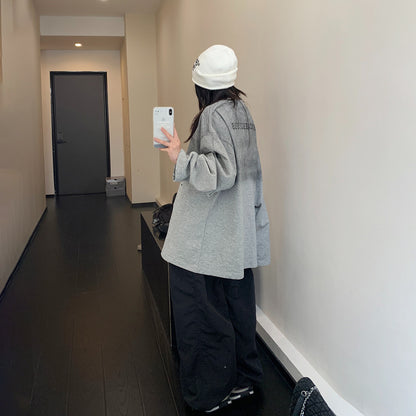 【トップス】秋冬 アメリカン 高級感 レディース ゆったり レトロ 長袖 Tシャツ【FCシリーズ】