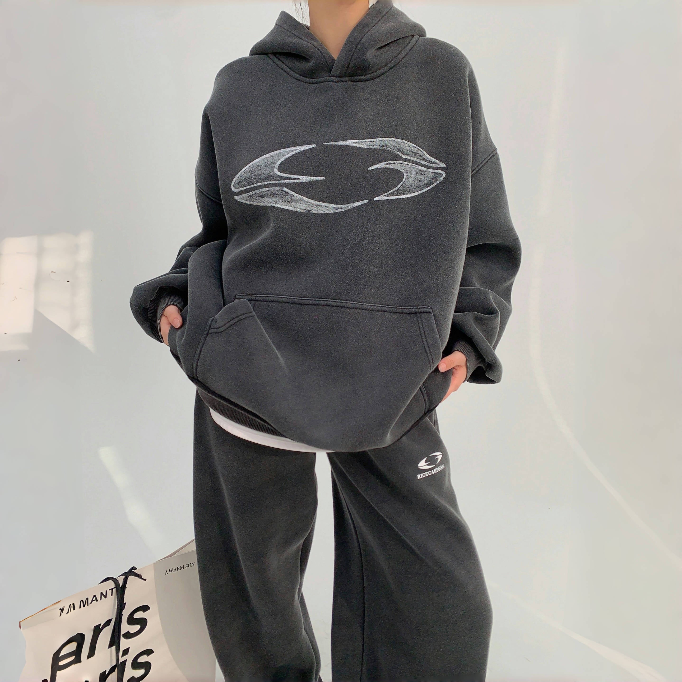 ボトムス】厚手 ヴィンテージ加工 ゆるリラックス パーカー +