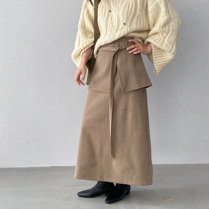 【ボトムス】バックフラップ 裏起毛 ストレート スカート 【JZシリーズ】