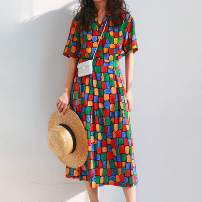 【ボトムス】レトロ シフォン ミモレ丈 スカート 韓国風 着回し シンプル ハイウエスト 体型カバー【SHシリーズ】