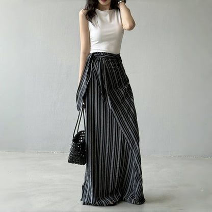 【来年夏再販】【ボトムス】夏 リゾート風 ウエストリボン Aライン スカート 【SNシリーズ】