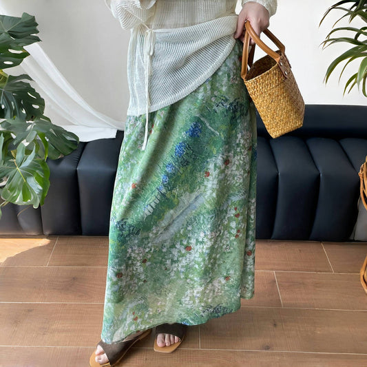 【ボトムス】夏 Aライン 花柄 レトロ スカート【SHシリーズ】