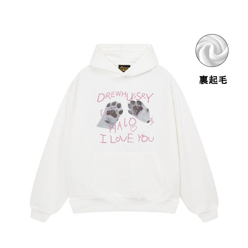【トップス】🐱猫の肉球プリントスウェット レディース 春秋 オーバーサイズ リラックス ストリート 薄手【FCシリーズ】