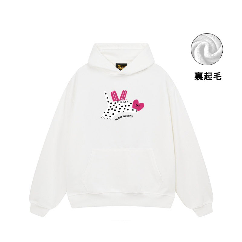 【トップス】🐱猫プリントパーカー ユニセックス ペアルック 秋冬 カジュアル【FCシリーズ】