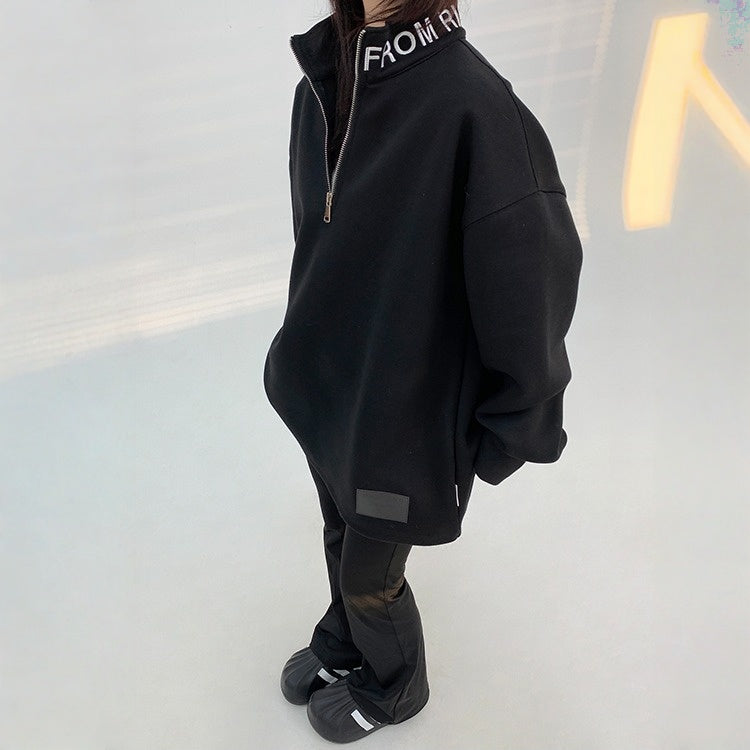 【トップス】春 秋 冬 立襟 刺繍 厚手 ルーズ パーカー 【FCシリーズ】