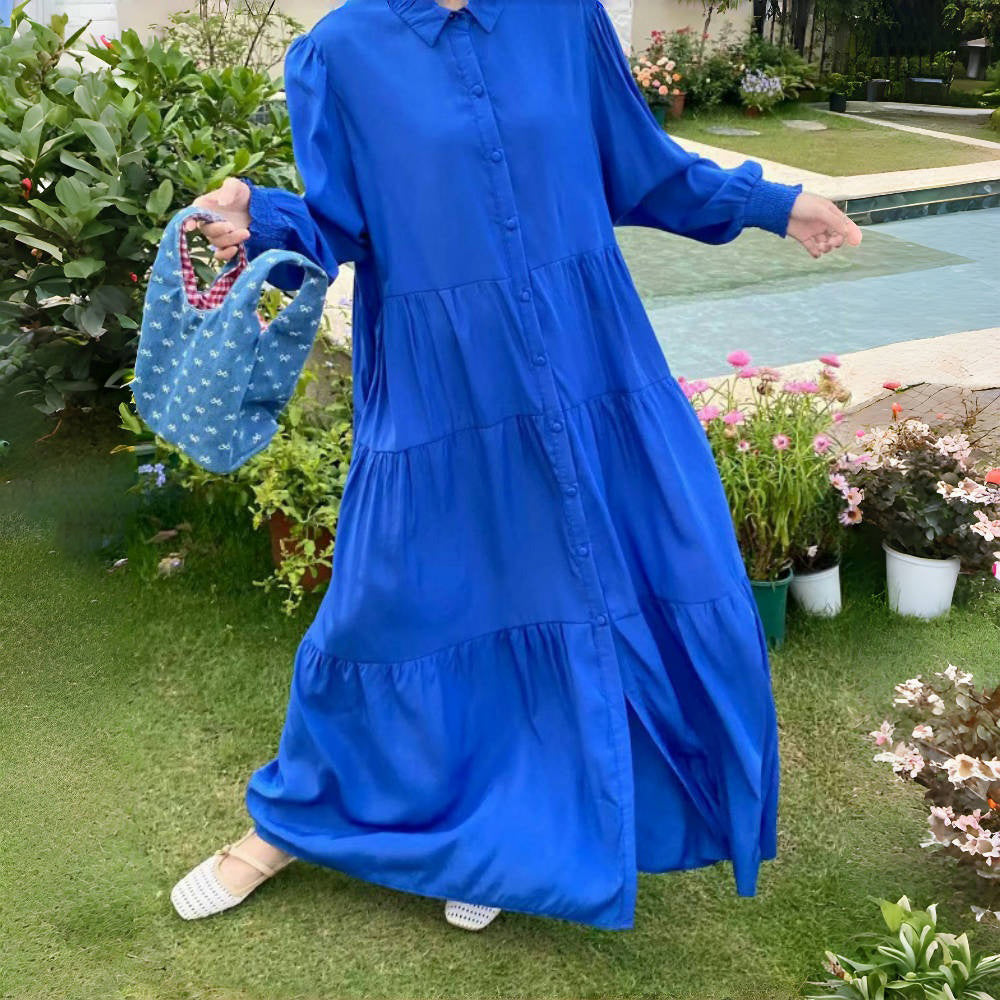 【ワンピース】10色展開 オーバーサイズ 長袖 大きいサイズ対応 無地 シャツワンピース