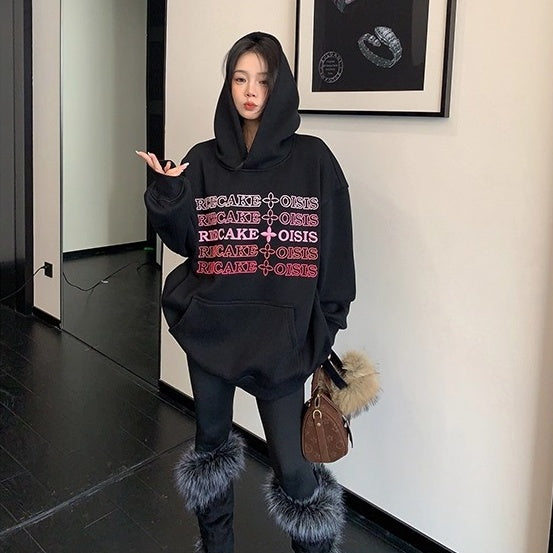 【トップス】裏起毛 刺繍 3D立体 春 秋 冬 フード付き パーカー 【FCシリーズ】