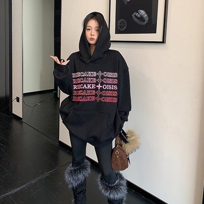 【トップス】裏起毛 刺繍 3D立体 春 秋 冬 フード付き パーカー 【FCシリーズ】