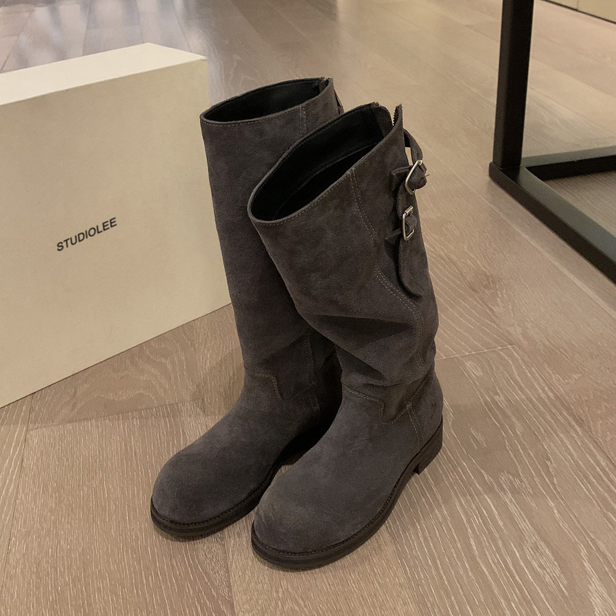 【シューズ】秋冬 新作 厚底 ラウンドトゥ ライダーブーツ レディース【15~20日発送】