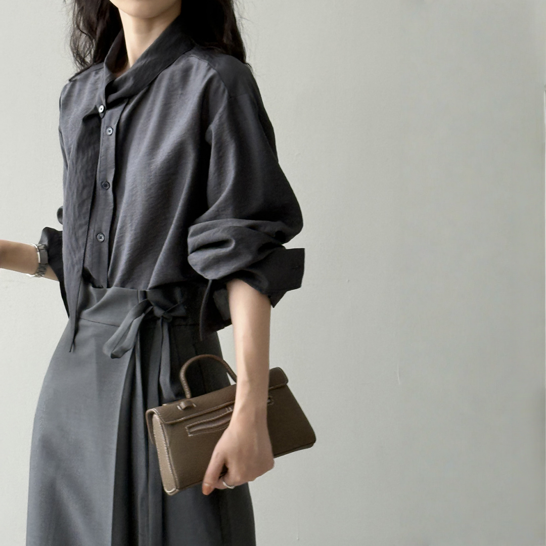 【トップス】春 秋 スカーフカラー 通勤 スリム見え ブラウス 【JZシリーズ】