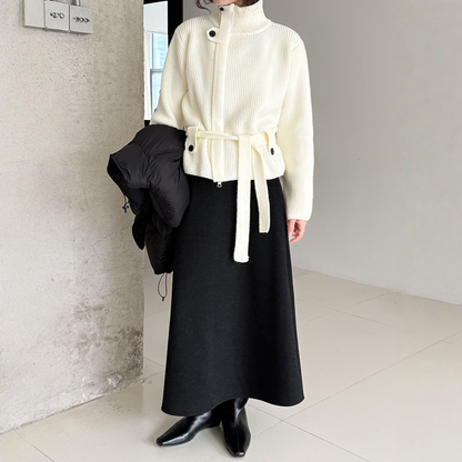 【ボトムス】落ち感 細見え ウール裏起毛  Aラインロング スカート 【JZシリーズ】