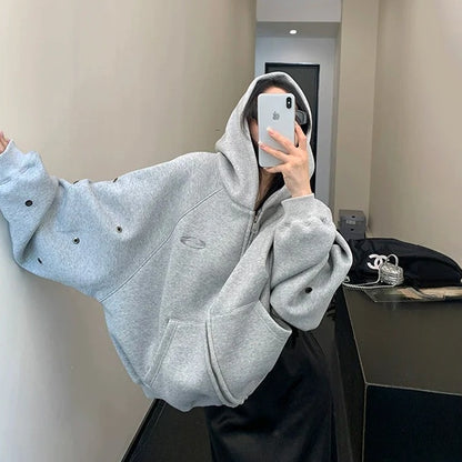 【アウター】春 秋 冬 袖スリット入り オーバーサイズ ヴィンテージ感  裏起毛 パーカー ジャケット 【FCシリーズ】