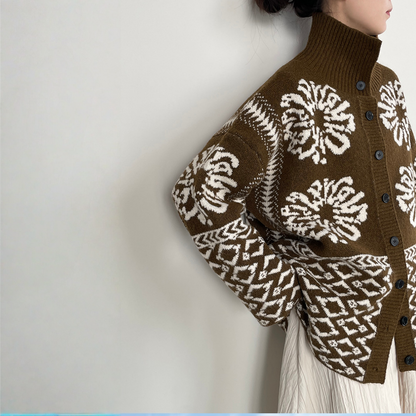 【トップス】折り襟 春 秋 冬 厚手 フェアアイル柄ニット セーター 【JZシリーズ】