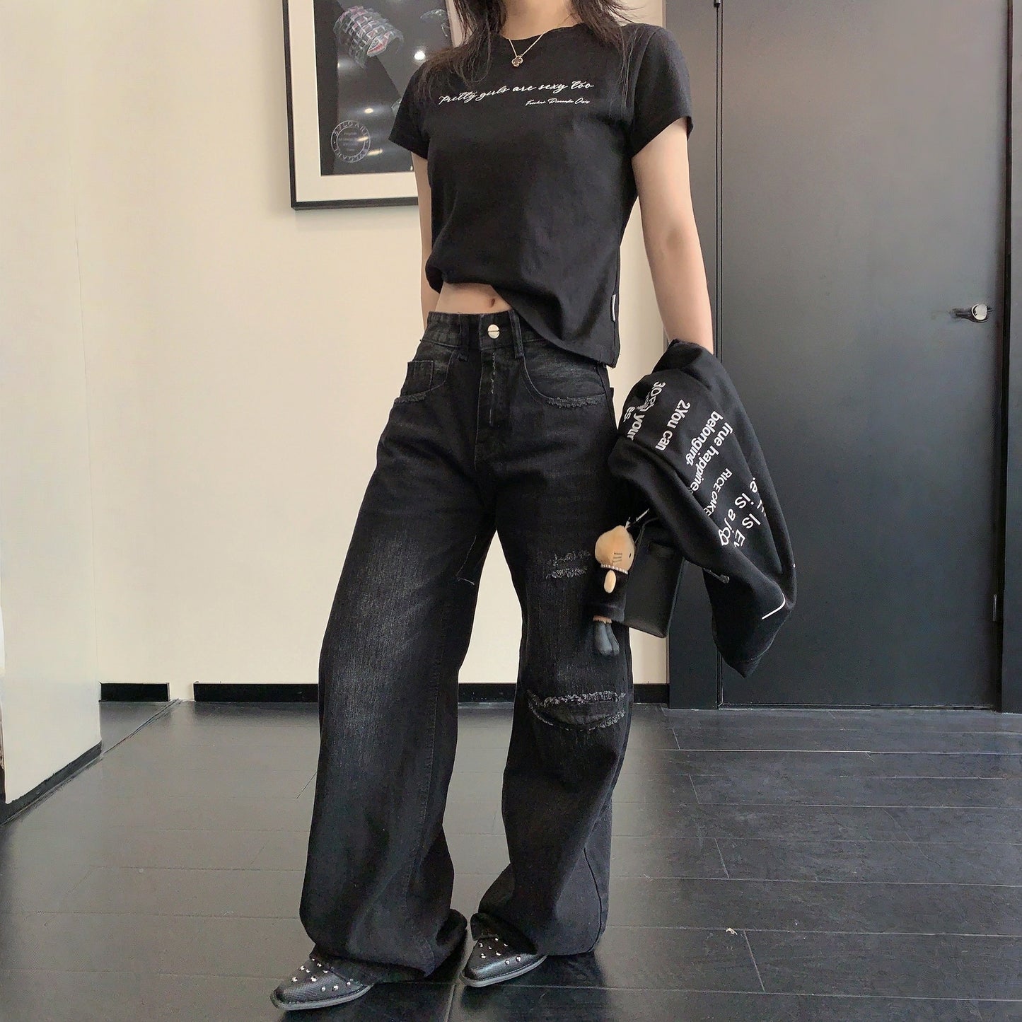 【ボトムス】ダメージ ストレート ヴィンテージ加工 デニムパンツ 【FCシリーズ】