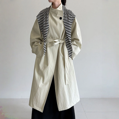【アウター】春 秋 オーバーシルエット ミディアムロング丈 シングルボタン トレンチコート 【JZシリーズ】