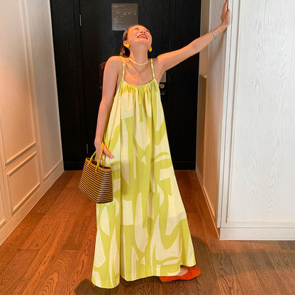 【ワンピース】夏 コットン100％ ゆったりシルエット 花柄 ノースリーブキャミワンピース【SHシリーズ】