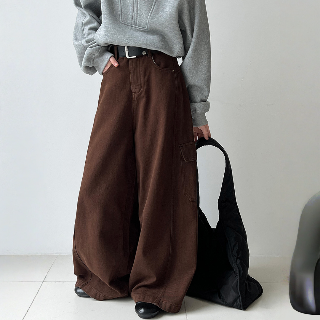 【ボトムス】春 秋 冬 ワーク風 レトロ 大きめポケット ワイドパンツ 【JZシリーズ】