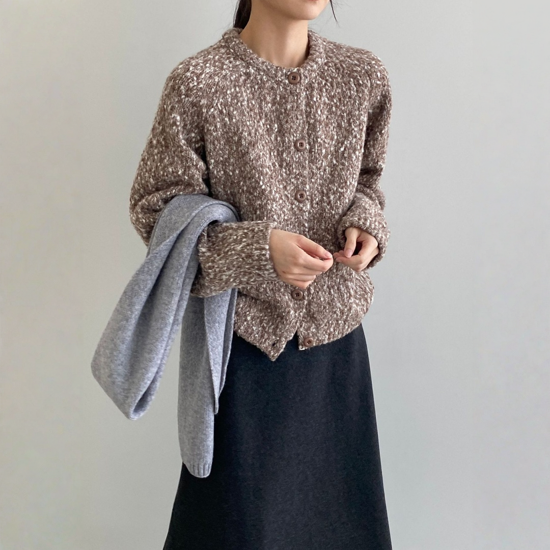 【アウター】ふんわり シンプル上品 可愛いニット ジャケット【JZシリーズ】