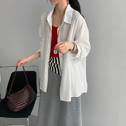 期間限定⭐️60%OFF【トップス】テンセル100% 襟付き シングルボタン 通気性 シャツ 【JZシリーズ】