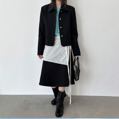 【アウター】韓国風 シャネル風 ジャケット+ プリーツスカート 2点上下セット 【JZシリーズ】