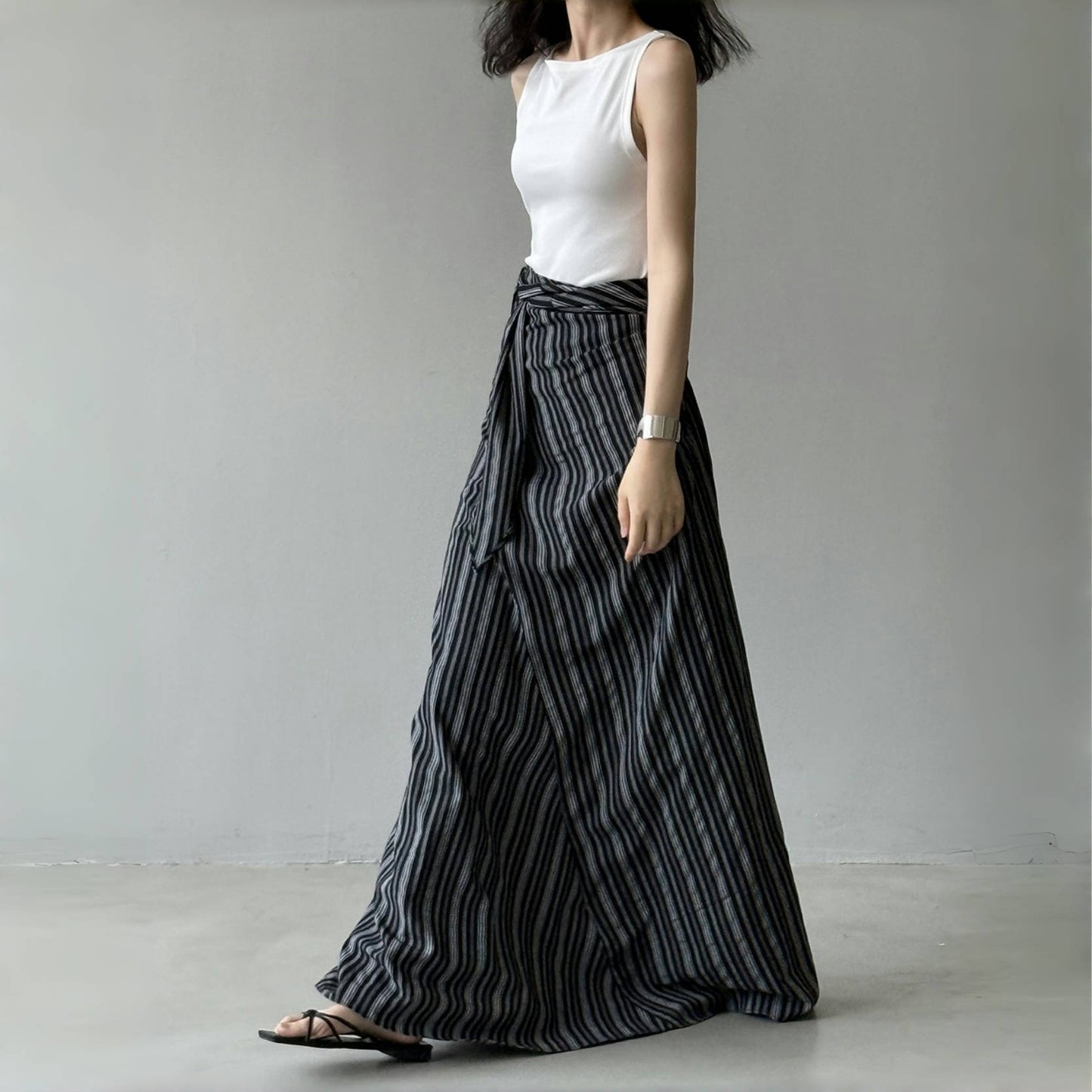 【来年夏再販】【ボトムス】夏 リゾート風 ウエストリボン Aライン スカート 【SNシリーズ】