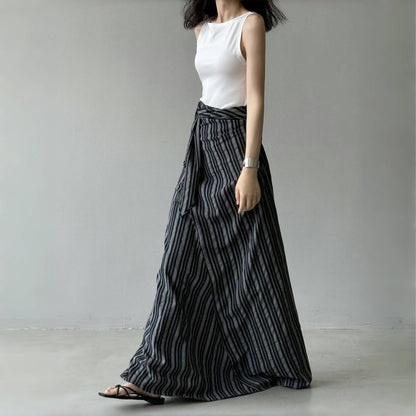 【来年夏再販】【ボトムス】夏 リゾート風 ウエストリボン Aライン スカート 【SNシリーズ】