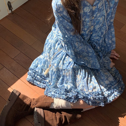 【ワンピース】春 秋 花柄 キュート 長袖 ワンピース 【SHシリーズ】